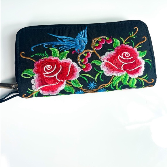 Handbags - Hummingbird Embroidered Wallet